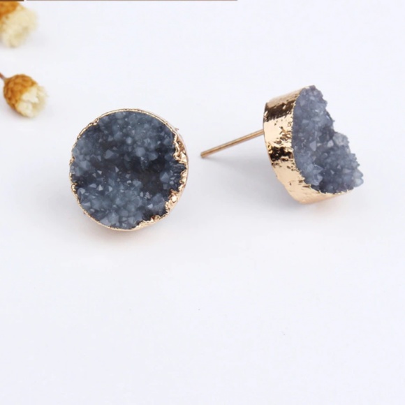Indie Boho Druzy Blush Pink Crystal Quartz Earring - Picture 5 of 8
